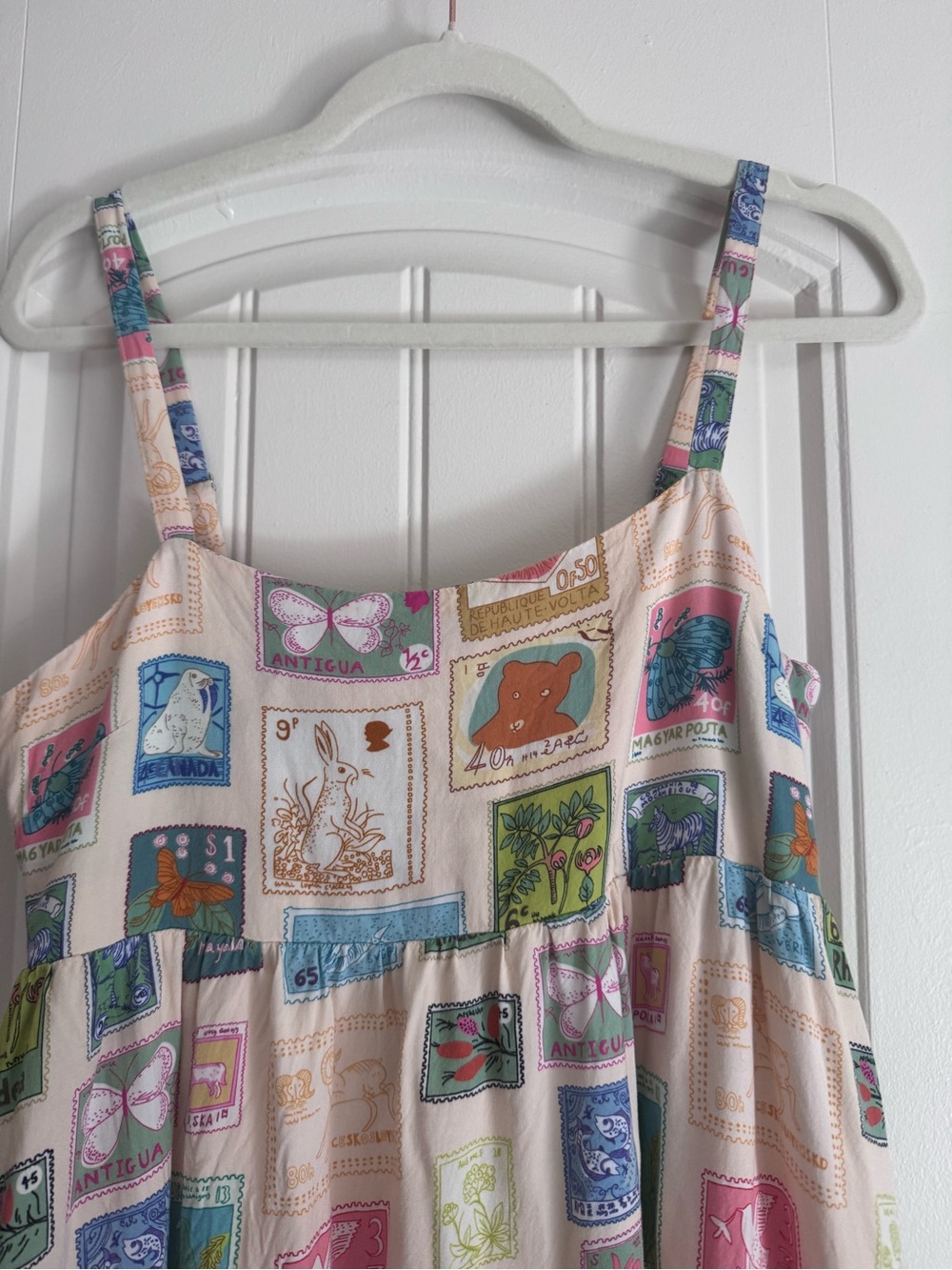 Womens Whimsical stamp Light Pink Print maxi Sundress - Picture 4 of 10